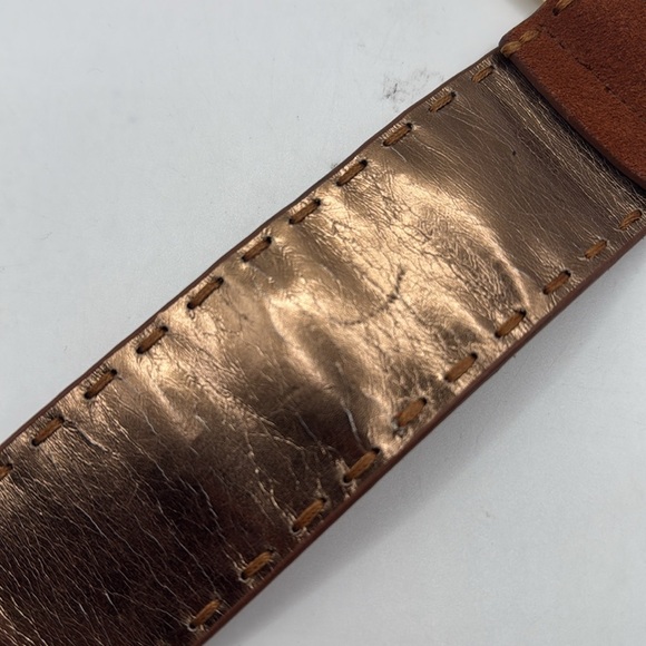 Michael Michael Kors Reversible Brown Leather Belt Gold Buckle Womens M Boho - Picture 5 of 12